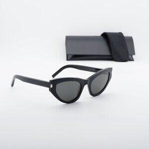 Saint Laurent SL215 GRACE 001 Cat Eye Sunglasses - Black/Grey